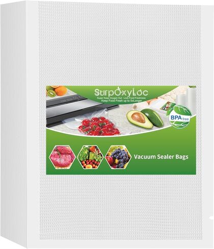 SurpOxyLoc 4mil100 Plus Gallon Size11x20Inch Vacuum Freezer Sealer Bags for Food,BPA Free, Heavy Duty Commercial Grade,Sous Vide Vaccume Safe,Universal Design Pre-Cut Bag in Kuwait