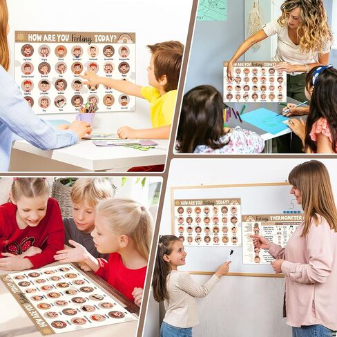 2Pcs Feelings Chart for Kids Coping Skills Emotions Chart Posters Educational Mental Health Wall Art for Classroom School Counselors Psychologists Homeschool Preschool Calming Corner Decor (Neutral) in Saudi Arabia