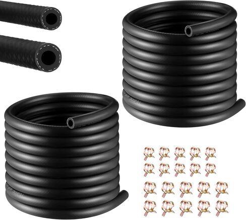 20Ft 2 Sizes Fuel Line Hose Kit - 3/8" 5/16" ID NBR Rubber Fuel Hose with 20Pcs Clamps High Performance 300PSI for Tractors, Small Engines, Lawn Mowers Automotive Engines in Kuwait