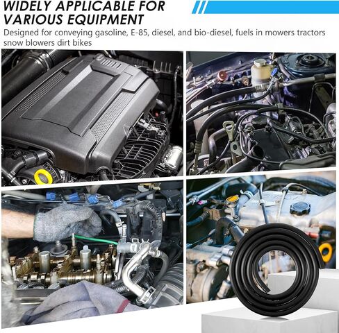 20Ft 2 Sizes Fuel Line Hose Kit - 3/8" 5/16" ID NBR Rubber Fuel Hose with 20Pcs Clamps High Performance 300PSI for Tractors, Small Engines, Lawn Mowers Automotive Engines in Kuwait