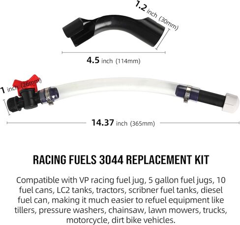 طقم استبدال خرطوم إبريق الوقود 3044 مع 2 ثني خرطوم، وخراطيم وقود مع صمام، متوافق مع إبريق وقود VP Racing، وعلب الوقود سعة 5.5 و10 جالون، وعلبة وقود الديزل، والدراجة الترابية، وإكسسوارات الدراجات النارية in Kuwait