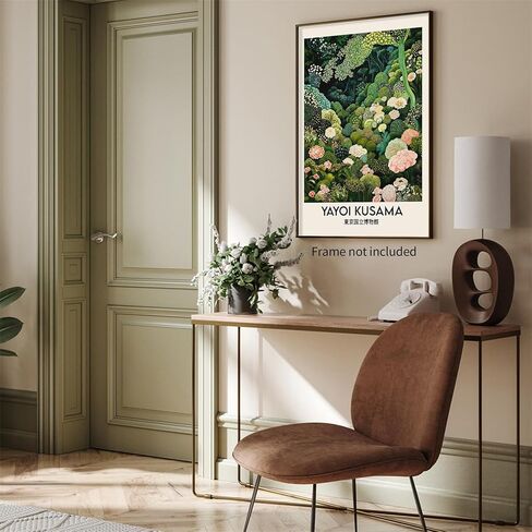 WIUHIO Yayoi Kusama Botanical Wall Art Vintage Japanese Nature Floral Poster Green Plant Aesthetic Canvas Prints for Home Bedroom Office Wall Decor 12x16 inch Unframed in Saudi Arabia