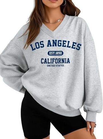 MYHALF Oversized Sweatshirt Women Crewneck Shirt: Long Sleeve Graphic Sweater Cute Letter Print Soft Pullover Tops Loose Fit in Saudi Arabia