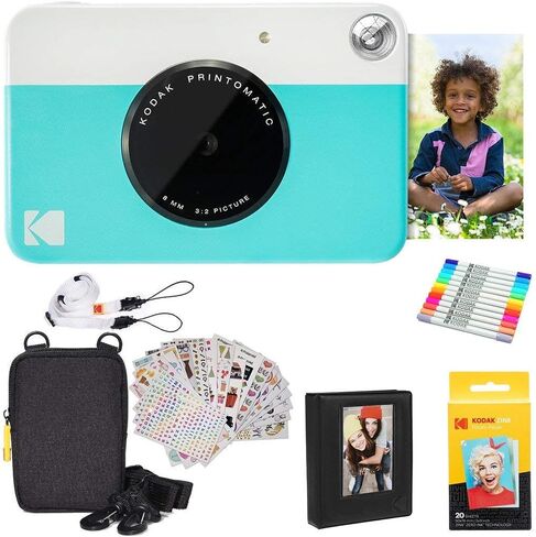 KODAK Printomatic Full-Color Instant Print Digital Camera - 75 Sheets Bundle - Prints On Zink 2x3 Sticky-Back Photo Paper - 5MP, Portable, Creative Fun Gift for Birthday, Christmas, Holiday - Black in Kuwait