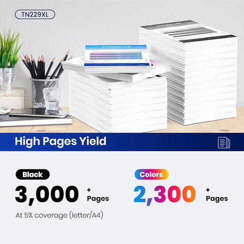 TN229XL Toner Cartridges 5 Pack Compatible for TN229XL TN-229XL TN229 XL 5PK Toner Cartridge High Yield Work With MFC-L3720CDW MFC-L3780CDW MFC-L3765CDW HL-L3280CDW (5 Pack TN229XL, BK/C/M/Y) in Kuwait