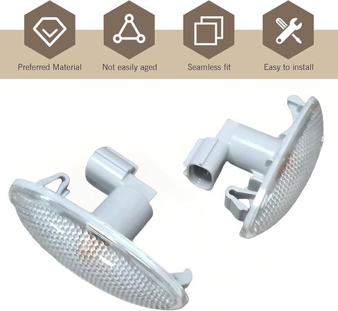 2 PCS Front Fender Turn Signals, Fender Warning Lights, Replacement OEM #81730-02090, Compatible with Yaris 2006 2007 2008 2009 2010 2011 Auris 2007 2008 2009 2010 Corolla 2007 2008 2009 2010 (White) in Kuwait