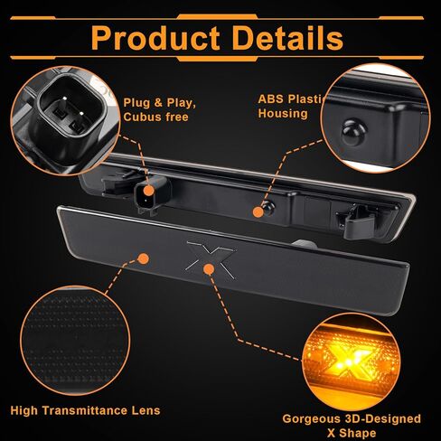 مصابيح LED للعلامات الجانبية متوافقة مع 2015-2020 Dodge Challenger w/XStyle Light Beam [في انتظار براءة اختراع]، مصابيح علامة المصد الخلفي الأمامي، عدسة مدخنة ضوء أبيض، حزمة من 4 in Kuwait