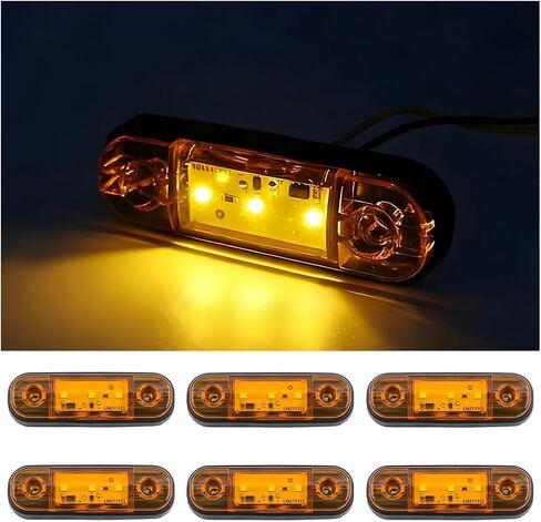 6PCS Truck LED Front Rear Side Marker Light, 3 LED 12V 24V Bright Side Marker Clearance Indicator Lamp, Waterproof Trailer Clearance Indicator Rock Light, Universal for RV Trailer Truck (Red) in Kuwait