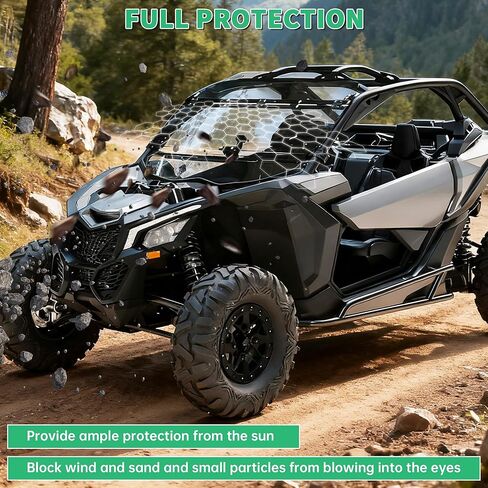 HECASA 2-in-1 Standard Smoke Windshield Compatible with 2017+ Can-Am Maverick X3 Turbo/X DS/X RC/X MR/X RS/MAX Full Flip Windshield in Saudi Arabia