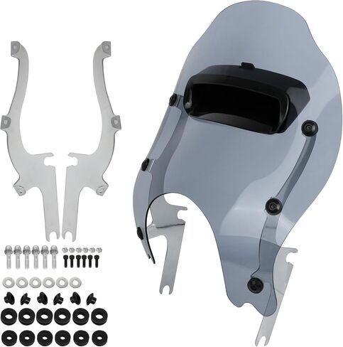 Motorcycle Detachable Windshield Fairing & Bracket Mount Fixed Set Adjustable Center Vent Fits for Harley 1994-later Road King FLHRC/I,FLHR/I and FLHRXS Replacement Parts (Smoked Gray&Black Bracket) in Saudi Arabia