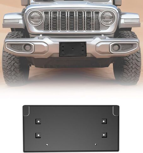 إطار دعامة تثبيت لوحة الترخيص الأمامية للمصد البلاستيكي متوافق مع 2018-2025 Jeep Wrangler JL JLU & 2020+ Gladiator JT، استبدل OEM # 68293738AA (للمصد البلاستيكي فقط) in Saudi Arabia