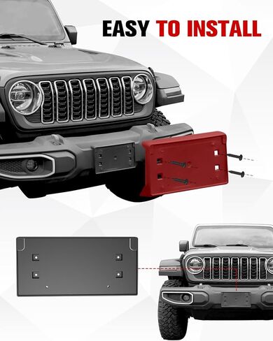 إطار دعامة تثبيت لوحة الترخيص الأمامية للمصد البلاستيكي متوافق مع 2018-2025 Jeep Wrangler JL JLU & 2020+ Gladiator JT، استبدل OEM # 68293738AA (للمصد البلاستيكي فقط) in Saudi Arabia