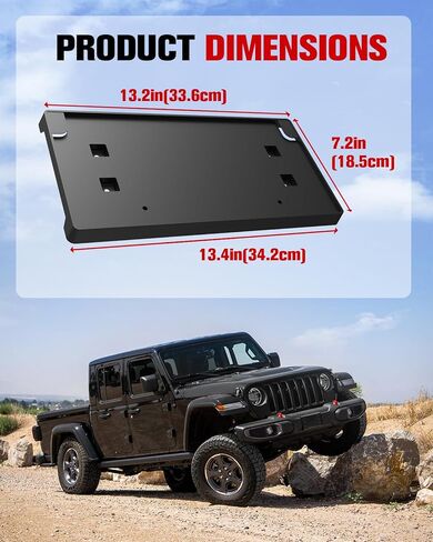 إطار دعامة تثبيت لوحة الترخيص الأمامية للمصد البلاستيكي متوافق مع 2018-2025 Jeep Wrangler JL JLU & 2020+ Gladiator JT، استبدل OEM # 68293738AA (للمصد البلاستيكي فقط) in Saudi Arabia