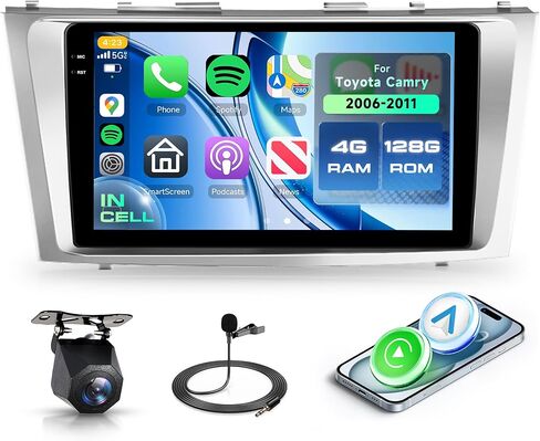 8 Core 8+128G Android Car Radio Car Stereo for Toyota Camry 2006-2011 مع Carplay اللاسلكي Android Auto، 9 بوصة تعمل باللمس وحدة الرأس مرآة Link GPS WiFi Bluetooth FM RDS DSP AHD كاميرا احتياطية in Saudi Arabia