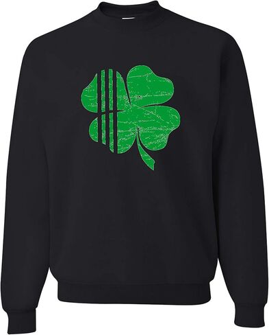 Go All Out Adult Distressed Shamrock St. Patrick's Paddy's Day Clover Sweatshirt Crewneck in Saudi Arabia