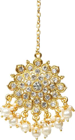 Bindhani Gold-Plated Indian Maang Tikka Headpiece Jewelry For Women in Saudi Arabia