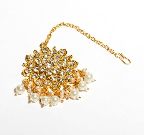 Bindhani Gold-Plated Indian Maang Tikka Headpiece Jewelry For Women in Saudi Arabia