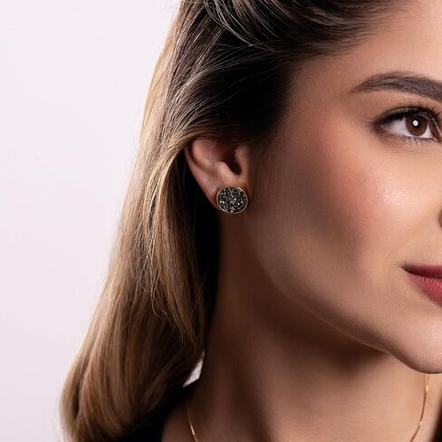 طقم عقد وحلق بيريت مطلي بالذهب عيار 14 قيراط – هدية مجوهرات من الحجر الطبيعي – طقم أنيق – مجموعة شظايا طبيعية in Saudi Arabia