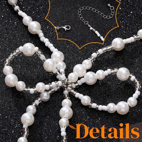 JAKAWIN Bow Earrings and Necklace Set White Pearl Jewelry Set for Women in Kuwait
