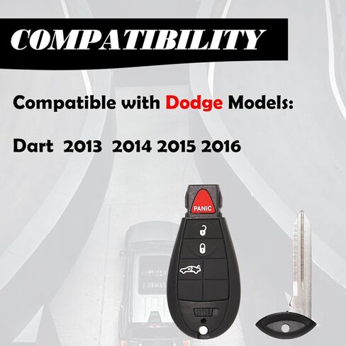 MechanMagic Keyless Entry Remote Control Key Fob FOBIK Replacement Fits for Dodge Dart 2013 2014 2015 2016 M3N32297100 56046771AA 433 Mhz in Kuwait