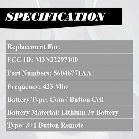 MechanMagic Keyless Entry Remote Control Key Fob FOBIK Replacement Fits for Dodge Dart 2013 2014 2015 2016 M3N32297100 56046771AA 433 Mhz in Kuwait