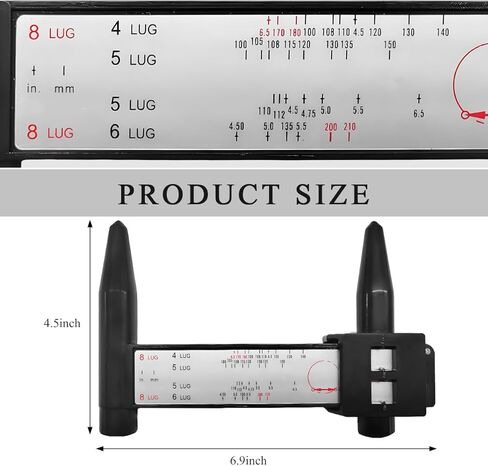 Wheel PCD Gauge, Wheel Rim Bolt Pattern Measuring Tool PCD Ruler for Quick Measurement, Universal Wheel Stud Lug Bolt Pattern Gauge for 4 5 6 8 Holes Sliding Caliper in Saudi Arabia
