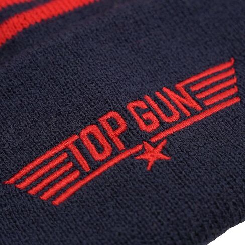 Popfunk Official Top Gun Adult Knit Beanie with Cuff and Pom - Unisex for Men and Women, Navy/Red in Saudi Arabia