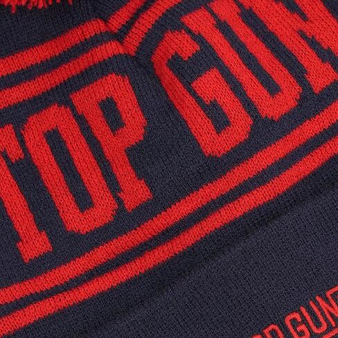 Popfunk Official Top Gun Adult Knit Beanie with Cuff and Pom - Unisex for Men and Women, Navy/Red in Saudi Arabia