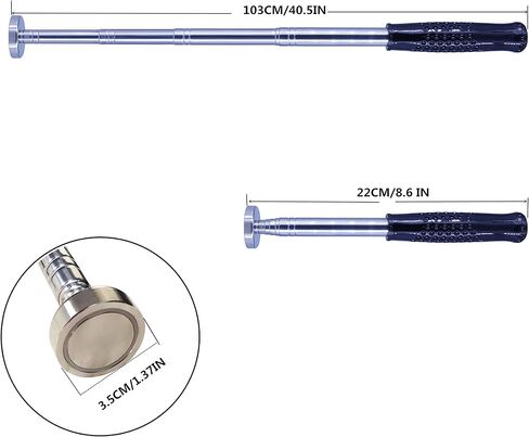 أداة التقاط مغناطيسية ثقيلة بطول 41 بوصة وطول 35 رطل، أدوات ميكانيكية، قلم مغناطيسي لالتقاط العصي، أداة التقاط مغناطيسية متعددة الأدوات قابلة للسحب، هدايا عيد الميلاد للرجال والرجال والأزواج (عبوة واحدة) in Kuwait