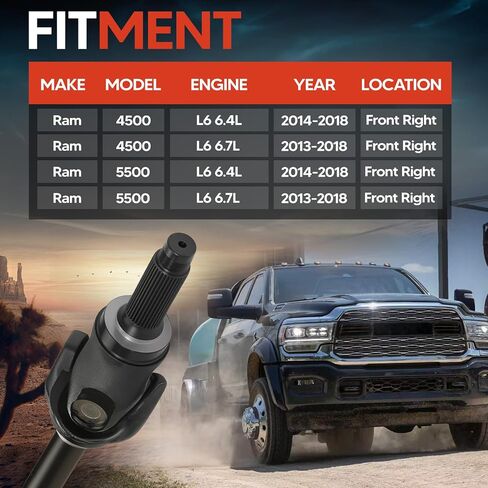 Front Right Passenger Side Axle Shaft Assembly, Fit for Ram 4500/5500 2014-2018 L6 6.4L | Fit for Ram 4500/5500 2013-2018 L6 6.7L, OE 68213889AB, 68213889AA in Saudi Arabia