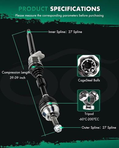 SCITOO Front CV Axle Shaft Assembly Compatible with 2015-2017 for Chrysler 200 FWD NCV12125,52123600AA,52123600AB,68291662AA in Saudi Arabia