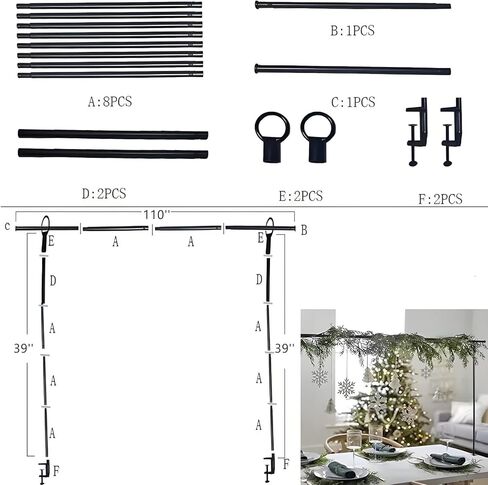 Over The Table Rod Stand with Clamps, Adjustable 46"-100'' Length 29"-55" Height Metal Desktop Arch Stand for Party Wedding Anniversary Christmas. in Kuwait