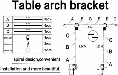 Over The Table Rod Stand with Clamps, Adjustable 46"-100'' Length 29"-55" Height Metal Desktop Arch Stand for Party Wedding Anniversary Christmas. in Kuwait