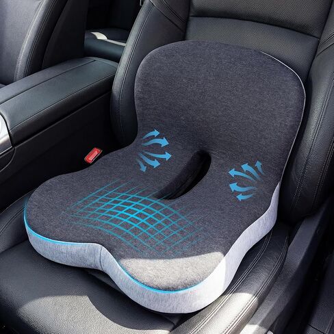 ZUAMEGUMemory Foam Car Seat Cushion – Ergonomic Driver Cushion for Sciatica & Tailbone Pain, Breathable Non-Slip Car Seat Pad for Car, Office Chair, Wheelchair in Saudi Arabia