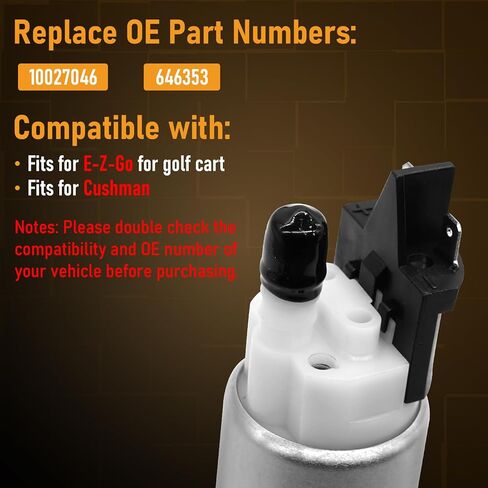 Fuel Pump Fits for E-Z-Go Golf Cart Cushman 10027046 646353 Electric Fuel Pump Kit Set in Kuwait
