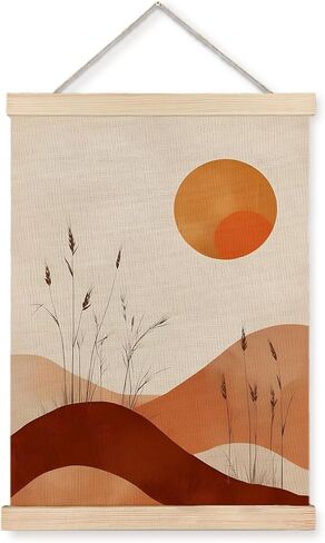 ملصق فني جداري من Yomisex Boho Western Cactus Desert Sun، ديكور المنزل الغربي Boho، منتصف القرن الجنوبي الغربي للطبيعة المناظر الطبيعية مؤطرة لديكور غرفة النوم المنزلية وغرفة المعيشة، 12 × 16 بوصة مجموعة من 2 in Kuwait