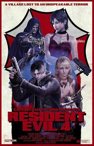 Resident Evil 4 RE4 (White Background) Movie Style Artwork Original Art Print 11x17 in Saudi Arabia