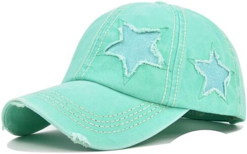 Washed Scratch Frayed Baseball Cap Retro Adjustable with Five-Pointed Stars for Men Women Trucker Cap Unisex in Kuwait