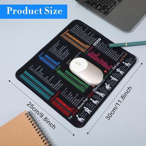 لوحة ماوس Excel Shortcut، مقاس 11 × 10 بوصة، لوحة مكتب صغيرة لأوراق الغش من Excel، لوحة ماوس ألعاب مخيطة غير قابلة للانزلاق مع اختصارات Windows Word PowerPoint لمكتب الألعاب in Kuwait