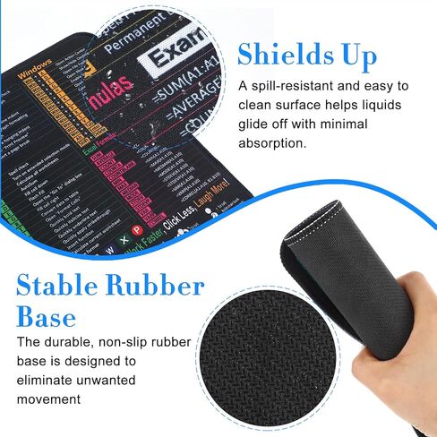 لوحة ماوس Excel Shortcut، مقاس 11 × 10 بوصة، لوحة مكتب صغيرة لأوراق الغش من Excel، لوحة ماوس ألعاب مخيطة غير قابلة للانزلاق مع اختصارات Windows Word PowerPoint لمكتب الألعاب in Kuwait