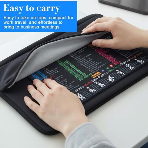 لوحة ماوس Excel Shortcut، مقاس 11 × 10 بوصة، لوحة مكتب صغيرة لأوراق الغش من Excel، لوحة ماوس ألعاب مخيطة غير قابلة للانزلاق مع اختصارات Windows Word PowerPoint لمكتب الألعاب in Kuwait