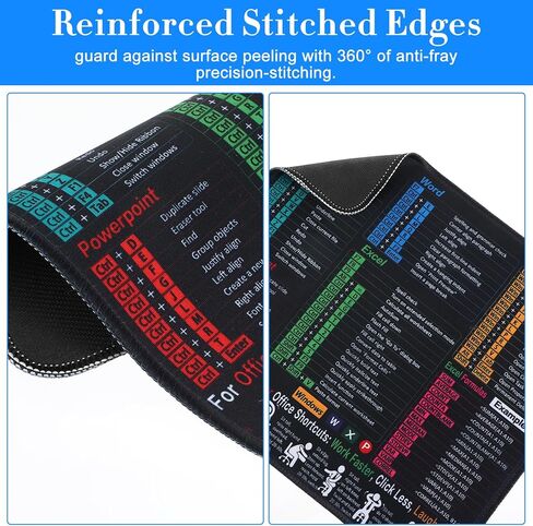 لوحة ماوس Excel Shortcut، مقاس 11 × 10 بوصة، لوحة مكتب صغيرة لأوراق الغش من Excel، لوحة ماوس ألعاب مخيطة غير قابلة للانزلاق مع اختصارات Windows Word PowerPoint لمكتب الألعاب in Kuwait