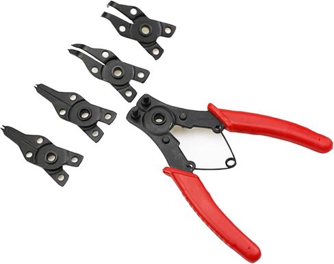 4 in 1 Multifunctional Snap Ring Pliers Set Convertible Snap Ring Pliers with 3PCS Interchangeable Jaw Head Clip Pliers Set 45°, 90° & 180° Angled Jaws for Auto and Engine Repairing(RED) in Kuwait