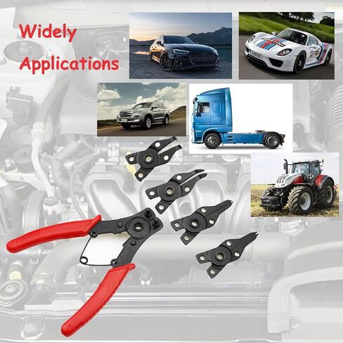 4 in 1 Multifunctional Snap Ring Pliers Set Convertible Snap Ring Pliers with 3PCS Interchangeable Jaw Head Clip Pliers Set 45°, 90° & 180° Angled Jaws for Auto and Engine Repairing(RED) in Kuwait