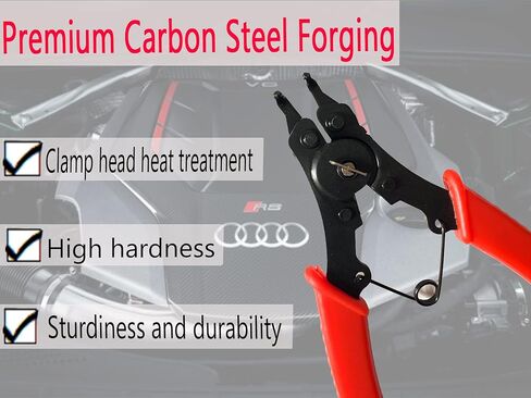 4 in 1 Multifunctional Snap Ring Pliers Set Convertible Snap Ring Pliers with 3PCS Interchangeable Jaw Head Clip Pliers Set 45°, 90° & 180° Angled Jaws for Auto and Engine Repairing(RED) in Kuwait