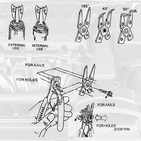 4 in 1 Multifunctional Snap Ring Pliers Set Convertible Snap Ring Pliers with 3PCS Interchangeable Jaw Head Clip Pliers Set 45°, 90° & 180° Angled Jaws for Auto and Engine Repairing(RED) in Kuwait