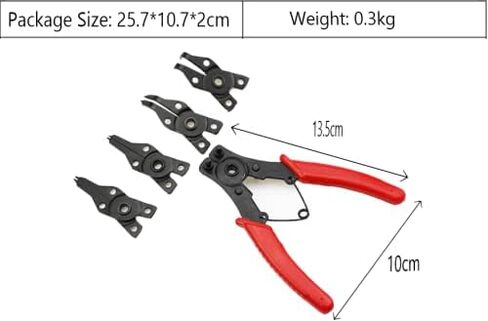 4 in 1 Multifunctional Snap Ring Pliers Set Convertible Snap Ring Pliers with 3PCS Interchangeable Jaw Head Clip Pliers Set 45°, 90° & 180° Angled Jaws for Auto and Engine Repairing(RED) in Kuwait