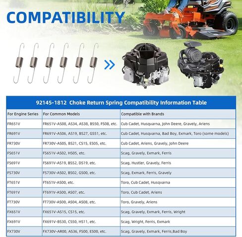 92145-1812 زنبرك عودة الاختناق يحل محل 92145-7058 لـ Kawasaki FR FX FS 651V 691V 730V (6 عبوات) in Kuwait