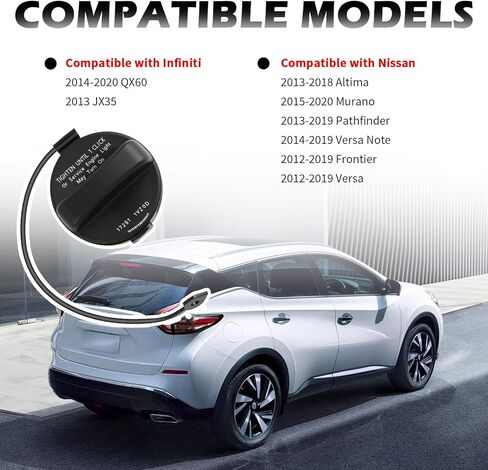 Car Gas Cap Replacement OEM 17251-3JA0A,Anti-lost Car Fuel Cap with Built-in Seal Ring Compatible with Infiniti Nissan,Professional Fuel Tank Caps with Fasteners in Saudi Arabia