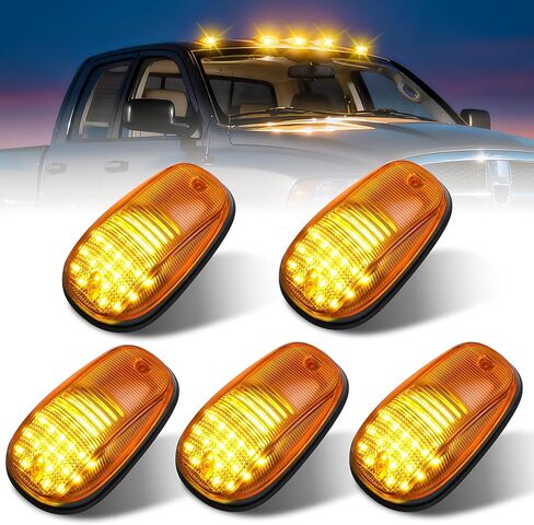 Bestview 5pcs LED Cab Roof Marker Lights Top Clearance Running Lamps for 2003-2018 Dodge Ram 1500 2500 3500/2011-2018 Ram 4500 5500 Pickup Trucks(Orange Lens/Amber Lights) in Saudi Arabia